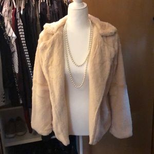 Cream-Colored Faux Fur Jacket, M